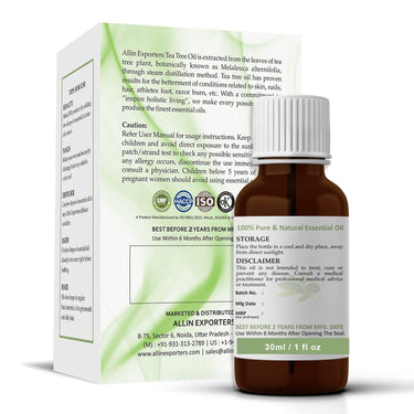 Allin Exporters Tea Tree Essential Oil Undiluted & Pure Aromatherapy Therapeutic Grade for Healthy Skin Hair & Face (30 ML)